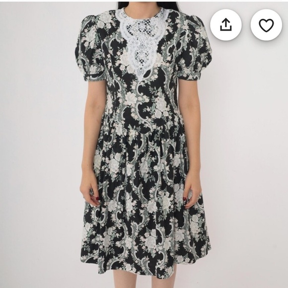 Vintage Gunne Sax Jessica McClintock Lace Prairie Cottagecore Dress Sz 12 - Picture 1 of 9